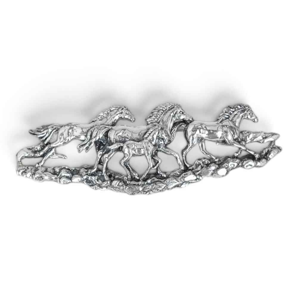 Silver Cloud Inc Sterling Silver Running Horses Brooch Pin Southwestern